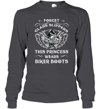 Load image into Gallery viewer, Forget glass slippers this princess wears biker boots Long Sleeve T-Shirt
