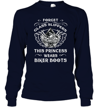 Load image into Gallery viewer, Forget glass slippers this princess wears biker boots Long Sleeve T-Shirt
