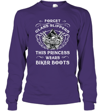 Load image into Gallery viewer, Forget glass slippers this princess wears biker boots Long Sleeve T-Shirt

