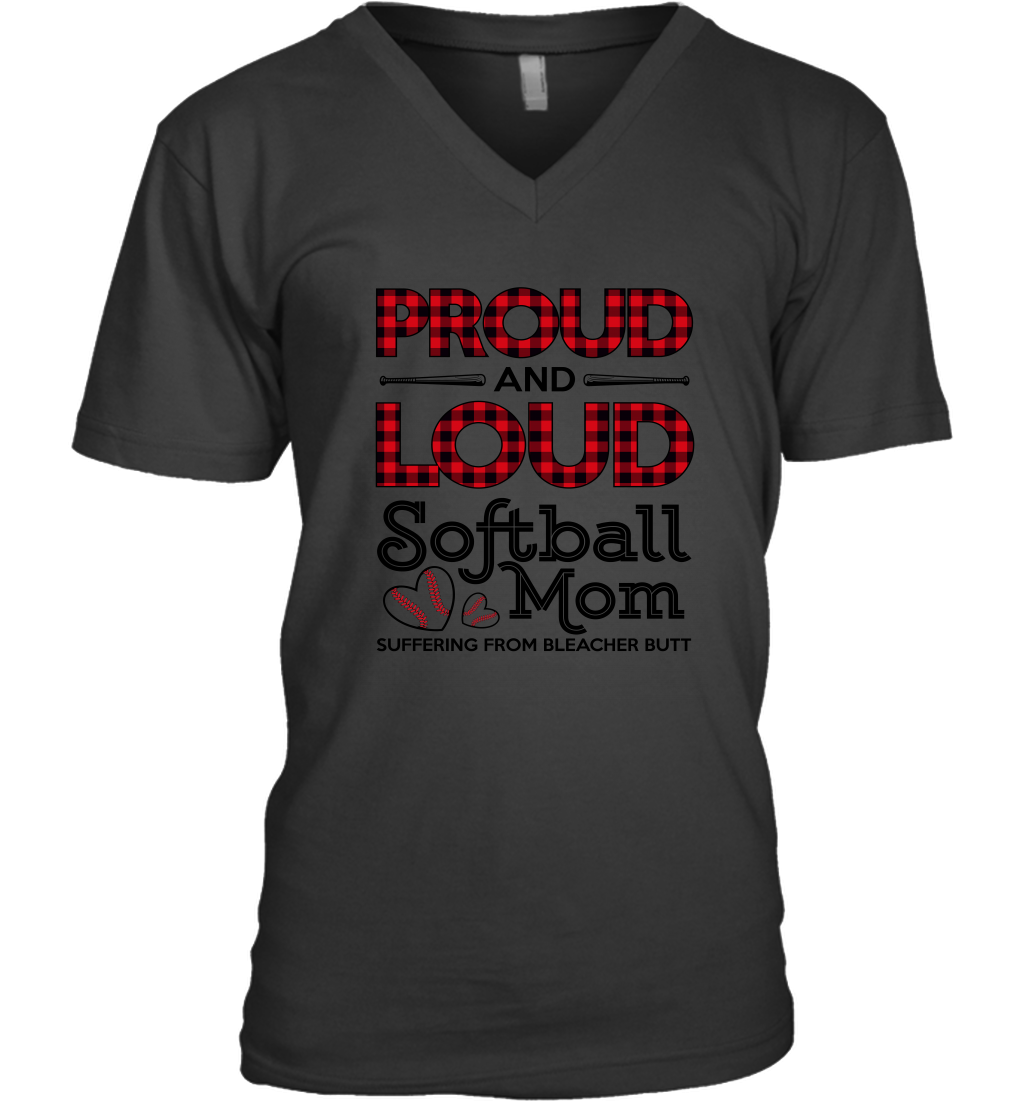 Proud And Loud Softball Mom Men's V-Neck