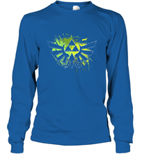 Load image into Gallery viewer, Legend Of Zelda Triforce Logo Paint Splatter Long Sleeve T-Shirt
