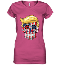 Load image into Gallery viewer, Trump sugar skull Women's V-Neck T-Shirt
