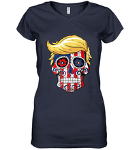 Load image into Gallery viewer, Trump sugar skull Women's V-Neck T-Shirt
