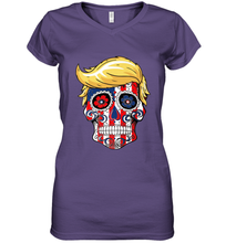 Load image into Gallery viewer, Trump sugar skull Women's V-Neck T-Shirt
