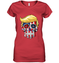 Load image into Gallery viewer, Trump sugar skull Women's V-Neck T-Shirt
