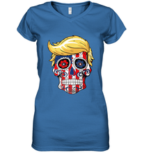 Load image into Gallery viewer, Trump sugar skull Women's V-Neck T-Shirt
