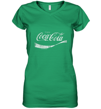 Load image into Gallery viewer, Coca Cola Vintage White Enjoy Logo Women's V-Neck T-Shirt
