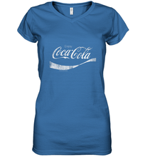 Load image into Gallery viewer, Coca Cola Vintage White Enjoy Logo Women's V-Neck T-Shirt

