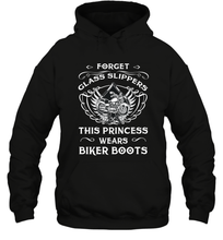 Load image into Gallery viewer, Forget glass slippers this princess wears biker boots Hooded Sweatshirt
