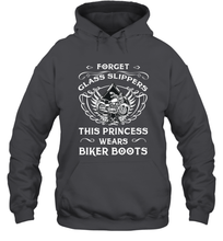 Load image into Gallery viewer, Forget glass slippers this princess wears biker boots Hooded Sweatshirt
