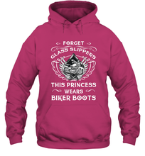Load image into Gallery viewer, Forget glass slippers this princess wears biker boots Hooded Sweatshirt
