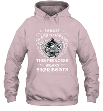 Load image into Gallery viewer, Forget glass slippers this princess wears biker boots Hooded Sweatshirt
