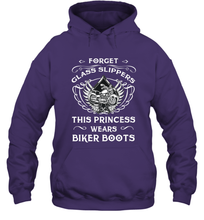 Load image into Gallery viewer, Forget glass slippers this princess wears biker boots Hooded Sweatshirt
