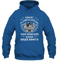 Load image into Gallery viewer, Forget glass slippers this princess wears biker boots Hooded Sweatshirt
