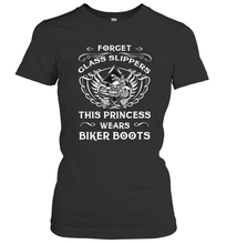 Load image into Gallery viewer, Forget glass slippers this princess wears biker boots Women's T-Shirt
