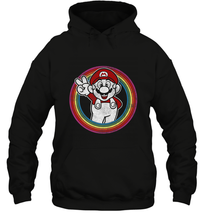 Load image into Gallery viewer, Super Mario Rainbow Circle Distressed Logo Hooded Sweatshirt
