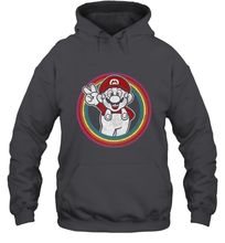 Load image into Gallery viewer, Super Mario Rainbow Circle Distressed Logo Hooded Sweatshirt

