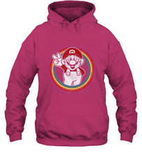 Load image into Gallery viewer, Super Mario Rainbow Circle Distressed Logo Hooded Sweatshirt
