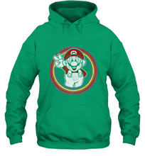 Load image into Gallery viewer, Super Mario Rainbow Circle Distressed Logo Hooded Sweatshirt
