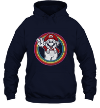 Load image into Gallery viewer, Super Mario Rainbow Circle Distressed Logo Hooded Sweatshirt
