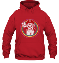 Load image into Gallery viewer, Super Mario Rainbow Circle Distressed Logo Hooded Sweatshirt
