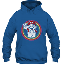 Load image into Gallery viewer, Super Mario Rainbow Circle Distressed Logo Hooded Sweatshirt
