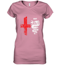 Load image into Gallery viewer, Alfa Car Drivers Stylish Grunge Logo Women's V-Neck T-Shirt
