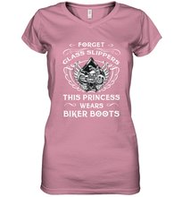Load image into Gallery viewer, Forget glass slippers this princess wears biker boots Women's V-Neck T-Shirt

