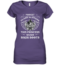 Load image into Gallery viewer, Forget glass slippers this princess wears biker boots Women's V-Neck T-Shirt
