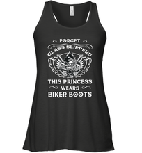 Load image into Gallery viewer, Forget glass slippers this princess wears biker boots Women's Racerback Tank
