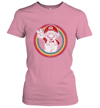 Load image into Gallery viewer, Super Mario Rainbow Circle Distressed Logo Women's T-Shirt
