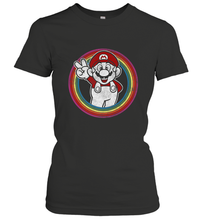 Load image into Gallery viewer, Super Mario Rainbow Circle Distressed Logo Women's T-Shirt
