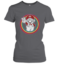 Load image into Gallery viewer, Super Mario Rainbow Circle Distressed Logo Women's T-Shirt
