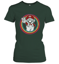 Load image into Gallery viewer, Super Mario Rainbow Circle Distressed Logo Women's T-Shirt
