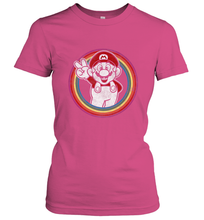 Load image into Gallery viewer, Super Mario Rainbow Circle Distressed Logo Women's T-Shirt

