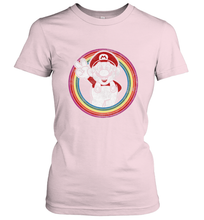Load image into Gallery viewer, Super Mario Rainbow Circle Distressed Logo Women's T-Shirt

