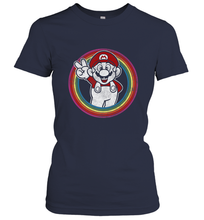 Load image into Gallery viewer, Super Mario Rainbow Circle Distressed Logo Women's T-Shirt
