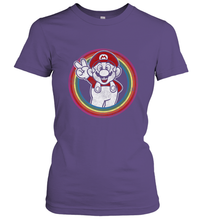 Load image into Gallery viewer, Super Mario Rainbow Circle Distressed Logo Women's T-Shirt
