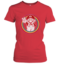 Load image into Gallery viewer, Super Mario Rainbow Circle Distressed Logo Women's T-Shirt
