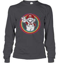 Load image into Gallery viewer, Super Mario Rainbow Circle Distressed Logo Long Sleeve T-Shirt
