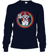 Load image into Gallery viewer, Super Mario Rainbow Circle Distressed Logo Long Sleeve T-Shirt
