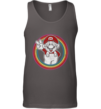 Load image into Gallery viewer, Super Mario Rainbow Circle Distressed Logo Men's Tank Top
