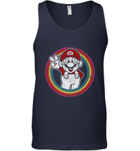 Load image into Gallery viewer, Super Mario Rainbow Circle Distressed Logo Men's Tank Top
