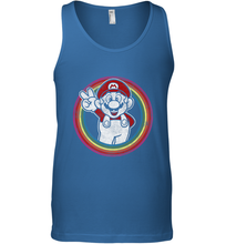 Load image into Gallery viewer, Super Mario Rainbow Circle Distressed Logo Men's Tank Top
