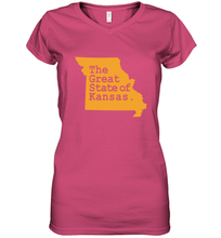 Load image into Gallery viewer, The Great State Of Kansas Women's V-Neck T-Shirt

