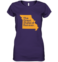 Load image into Gallery viewer, The Great State Of Kansas Women's V-Neck T-Shirt
