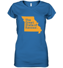 Load image into Gallery viewer, The Great State Of Kansas Women's V-Neck T-Shirt
