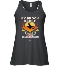 Load image into Gallery viewer, Broom Broke So I Became An Atlanta Falcons Fan  NFL Halloween Costume Women&#39;s Racerback Tank
