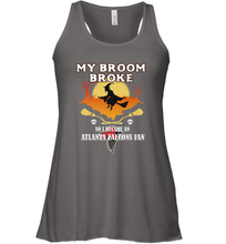 Load image into Gallery viewer, Broom Broke So I Became An Atlanta Falcons Fan  NFL Halloween Costume Women&#39;s Racerback Tank
