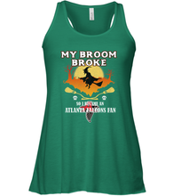 Load image into Gallery viewer, Broom Broke So I Became An Atlanta Falcons Fan  NFL Halloween Costume Women&#39;s Racerback Tank
